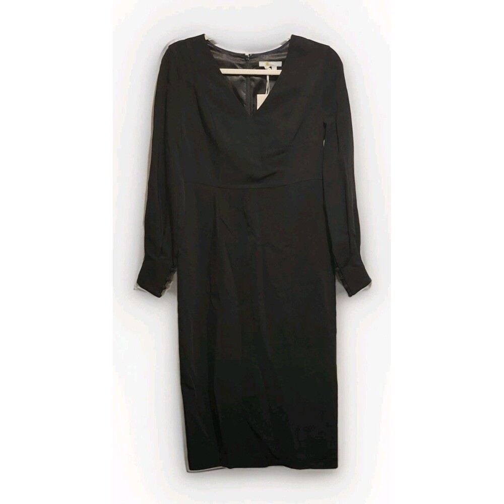 Boden V-Neck Balloon Sleeve Shift Dress Black Size 6L NWT